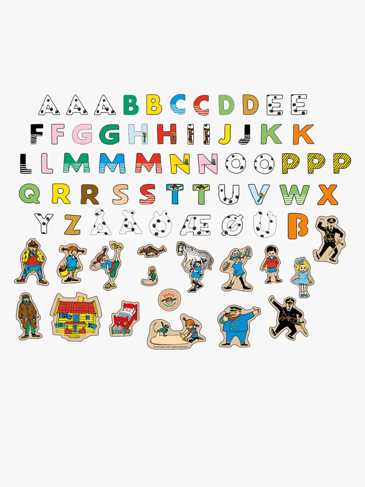 Pippi Langstrømpe Magnetbokstaver og Figurer