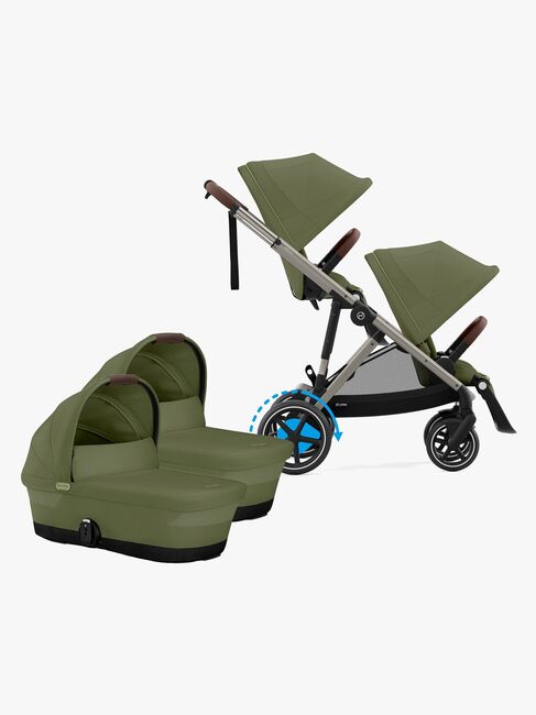 Cybex e-Gazelle S Tvillingvogn, Moss Green/Taupe