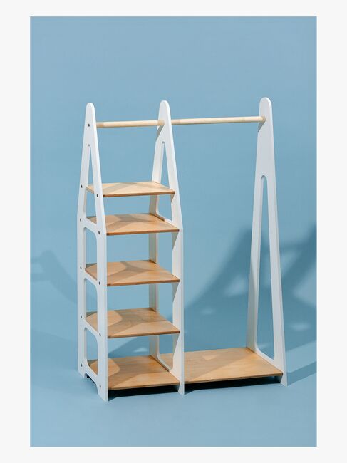 Duck Woodworks Knaggrekke med Hyller, Hvit