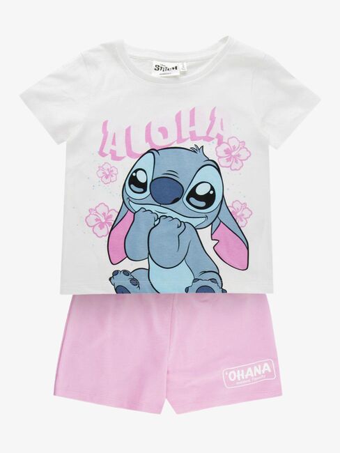 Disney Stitch T-skjorte & Shorts Sett, Hvit