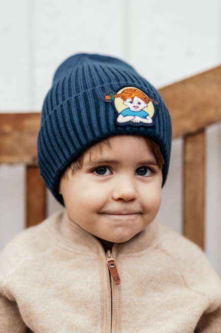 Geggamoja  Strikket Lue Pippi Langstrømpe, Marineblå