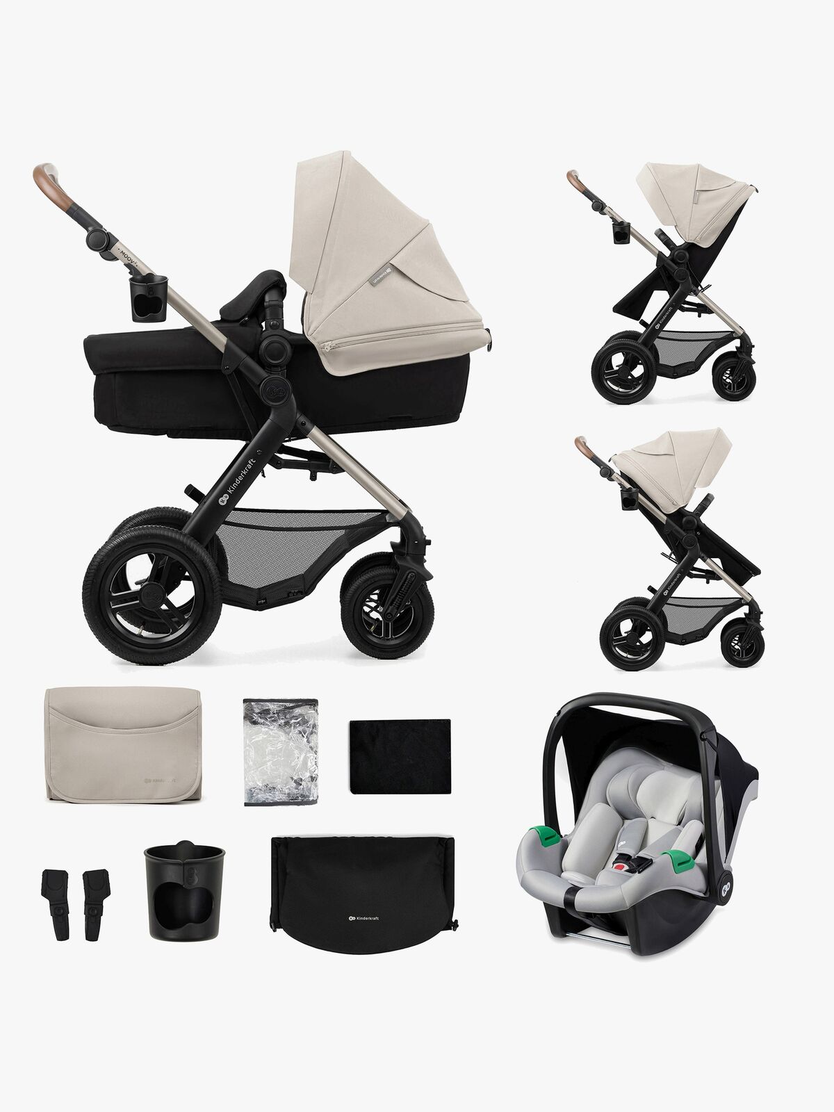 Kinderkraft MOOV 2 Air 3-in-1 Kombivogn, Moonlight Grey