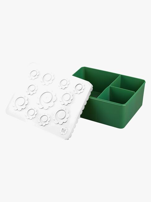 Blafre Matboks med Tre Lommer Blomst, Hvit/Mørkegrønn