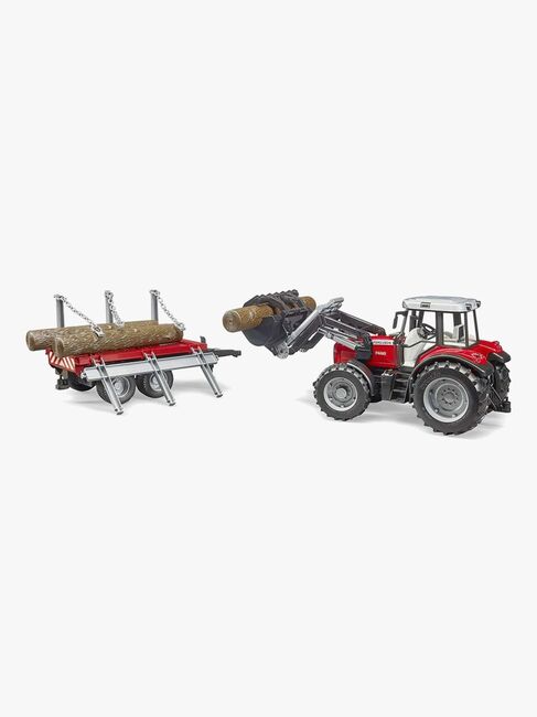 Bruder Massey Ferguson 7480 Traktor Med frontlaster Og Tømmertrailer