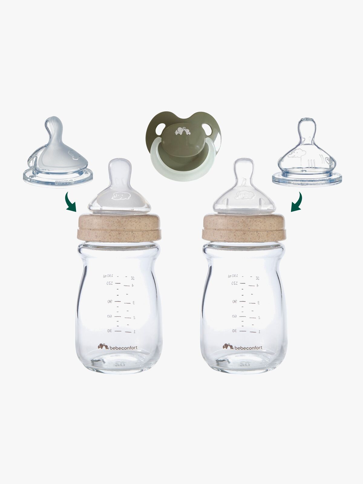 Bebeconfort Physio Air Tåteflasker Glass Sett med, Sand