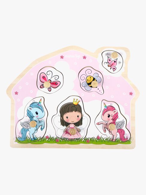 Barbo Toys Knottepuslespill Prinsesse & Enhjørning i Tre Lillie & Ellie 6 Brikker