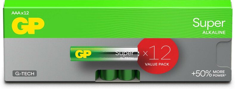 GP Super Alkaline G-TECH AAA/LR03 Batterier 12-Pack