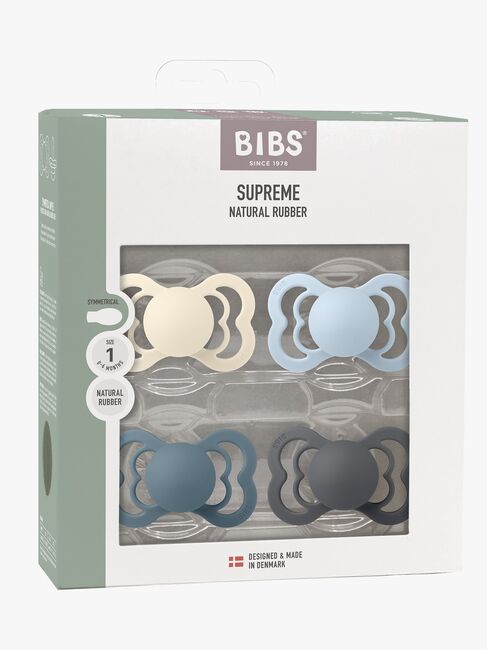 BIBS Supreme Smokk 4-Pakk Lateks Str. 1, Ivory/Baby Blue/Petrol/Iron