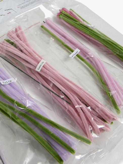 Fippla DIY-sett Blomsterbukett med Piperensere 18 Deler, Rosa