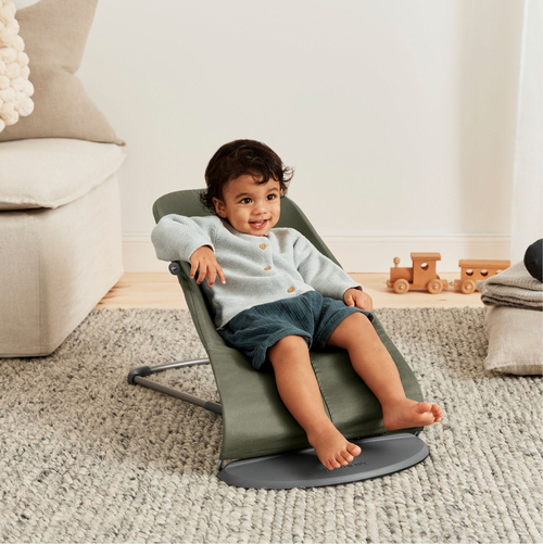 BabyBjörn Bliss Vippestol Vevet Bladmønstret Quilt, Mørkegrønn