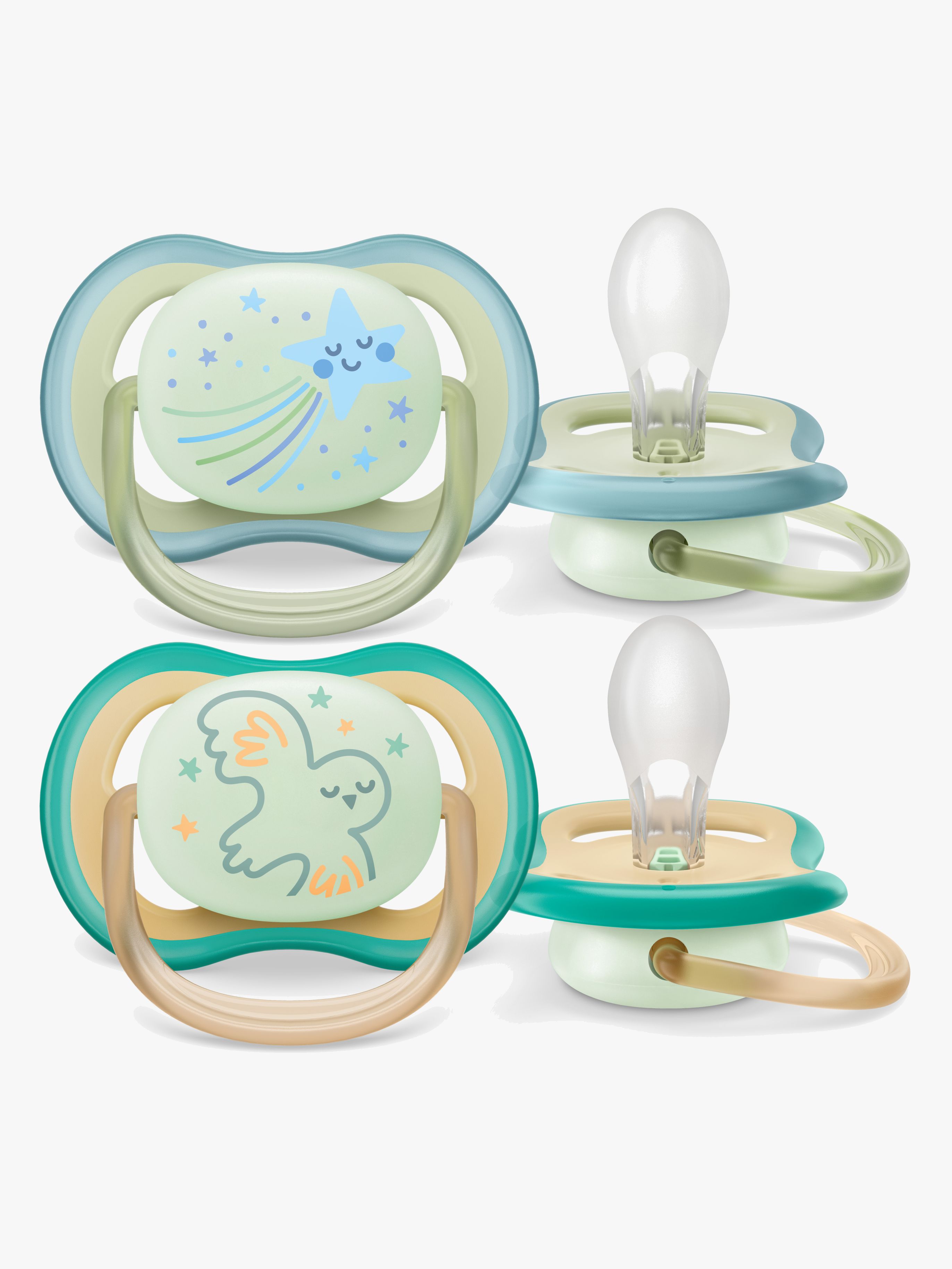 Philips Avent Ultra Air Night Smokker 2-Pack 0-6m, Grønn/Blå - Smokker