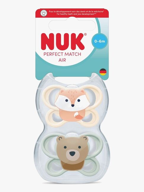 NUK Perfect Match Air Smokk 2-Pakk Str 1, Fox/Bear