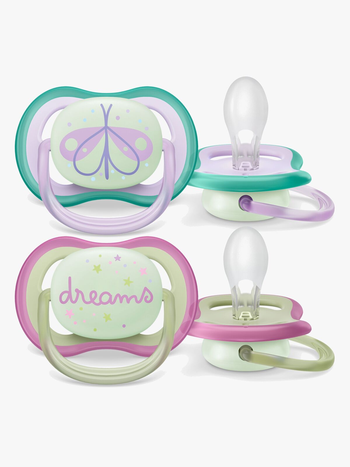 Philips Avent Ultra Air Night Smokker 2-Pack 0-6m, Grønn/Lilla