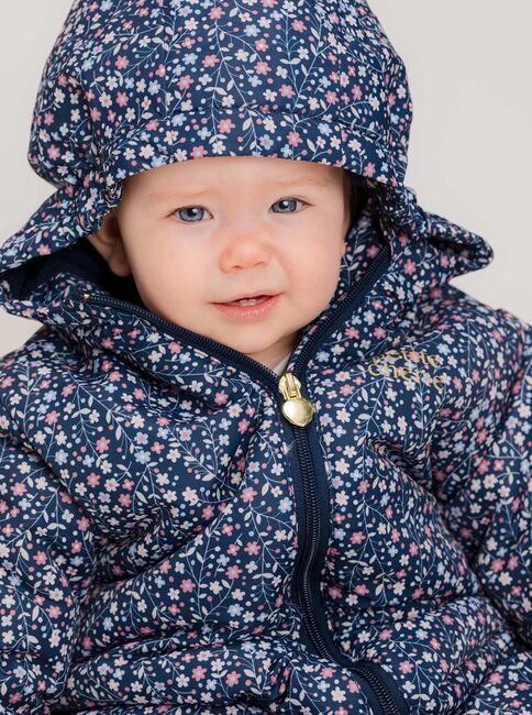 Petite Chérie Atelier Gisele Vinterdress Baby, Navy Small Flower