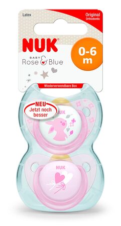 NUK Baby Rose 0-6 Måneder Smokk 2-pack, Lateks