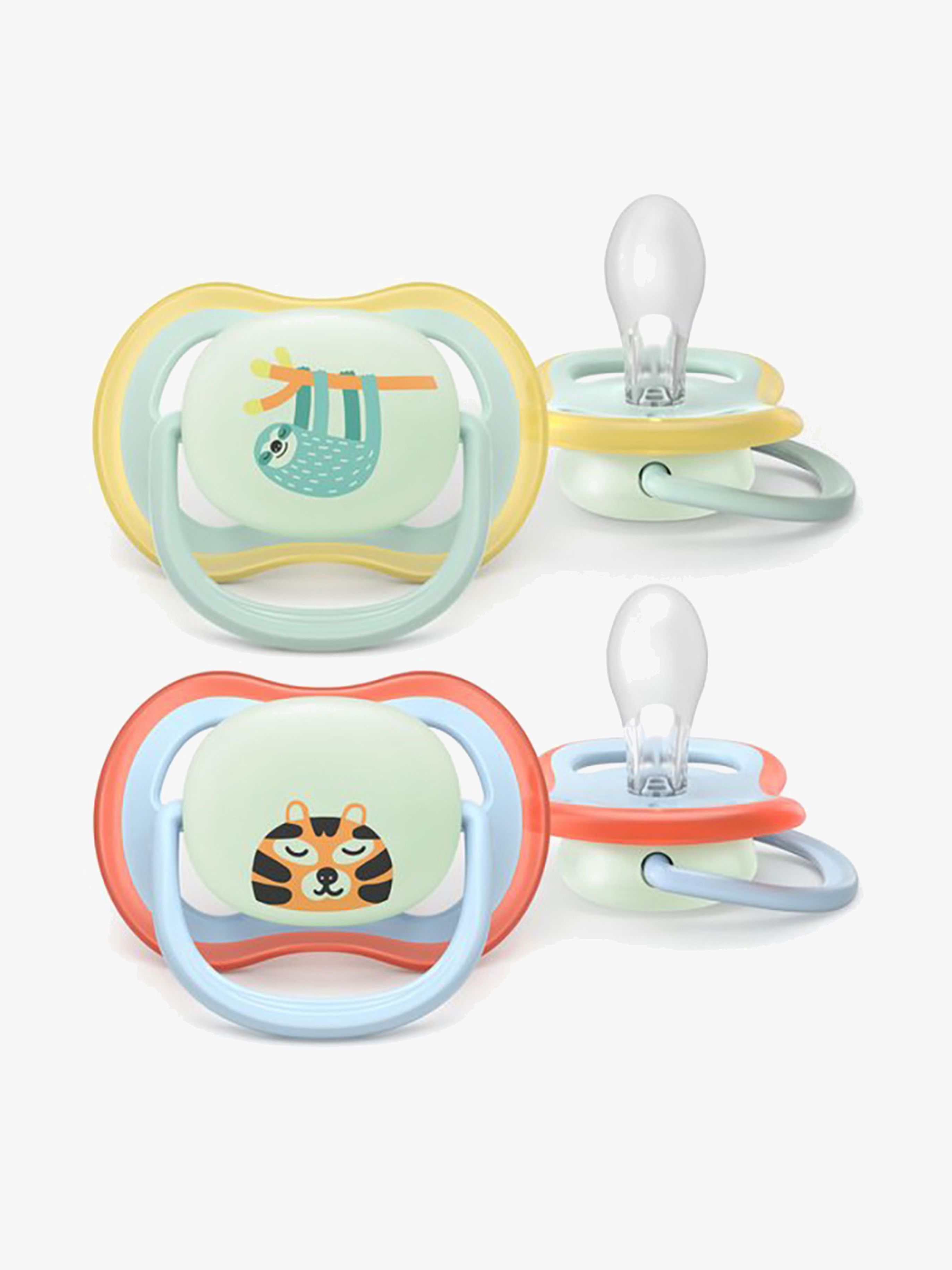 Philips Avent Ultra Air smokk Night 0-6 m, 2-pakning, blå/lys grønn - Smokker - Silikon
