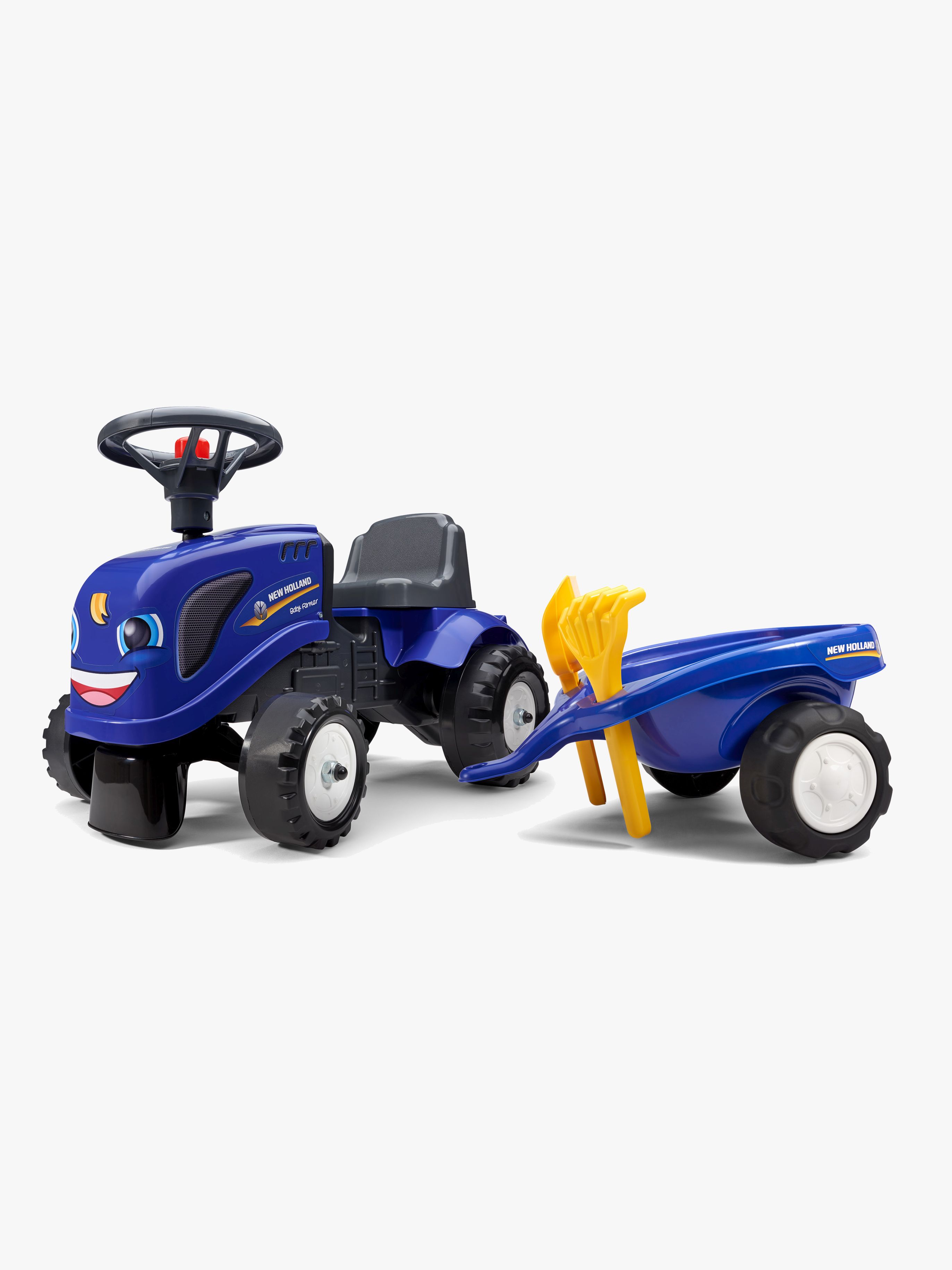 Falk New Holland Traktor med Tilbehør, Blå - Tråbiler & Trampetraktorer - Plast