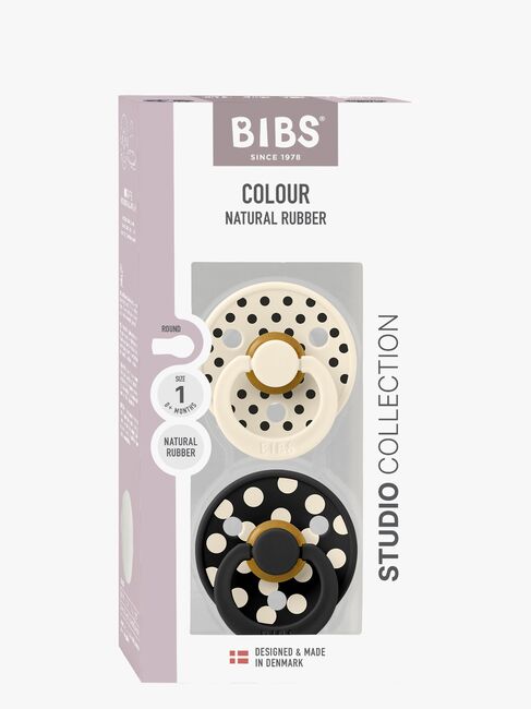 BIBS Studio Colour Polka Smokk 2-Pakk Latex Str 1, Ivory/Black