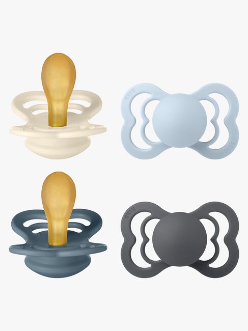 BIBS Supreme Smokk 4-Pakk Lateks Str. 2, Ivory/Baby Blue/Petrol/Iron