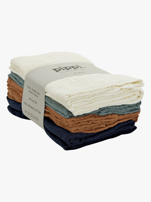 Pippi Musselinteppe 8-pack, Dress Blues