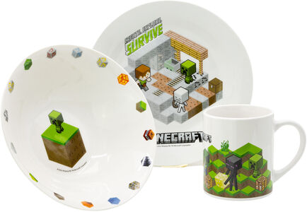 Minecraft Servisesett Keramikk 3-pakning