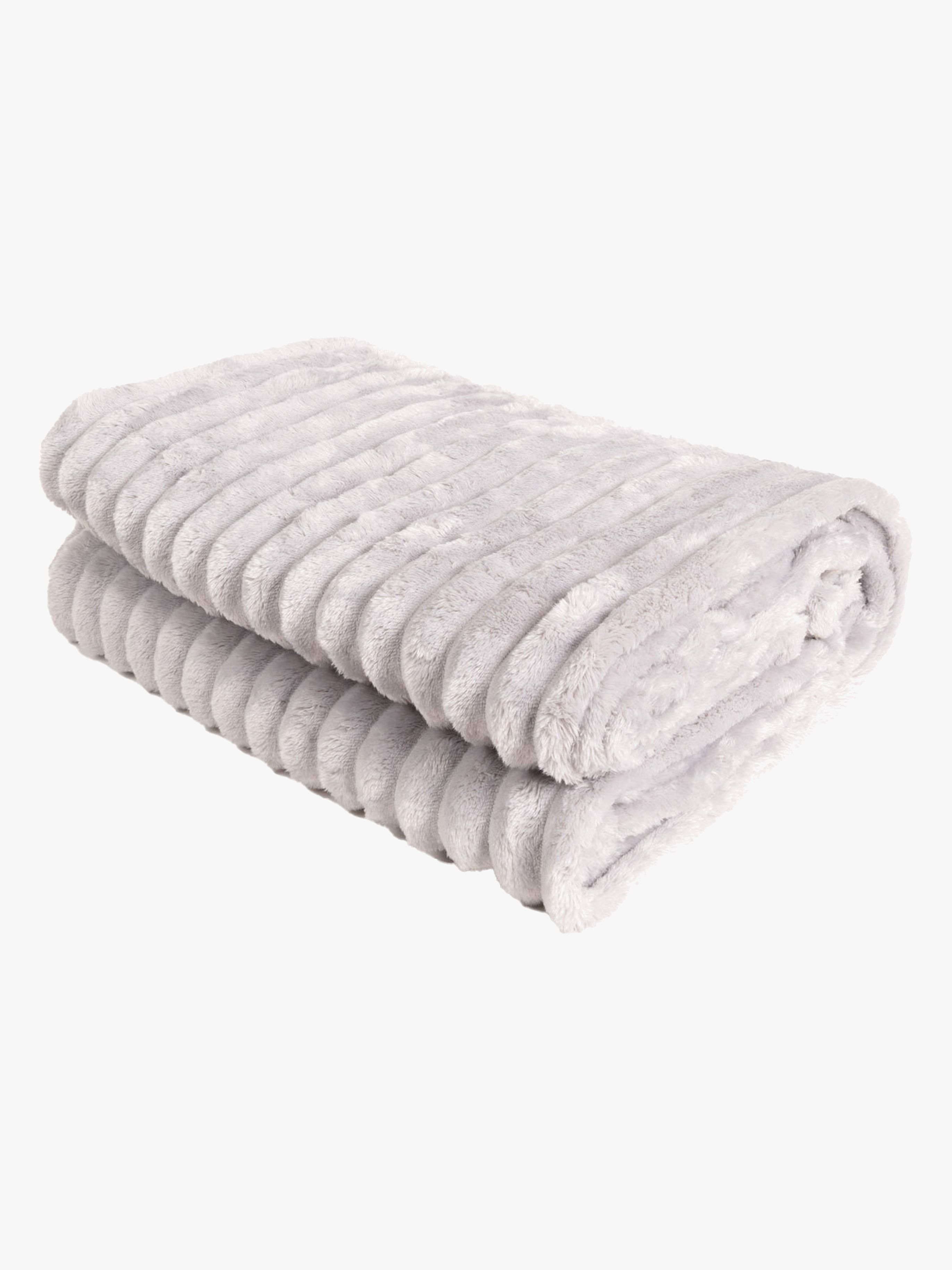 KMCarpets Stripe Pledd 130x170, Sølvfarget - Tekstiler - 100% Polyester