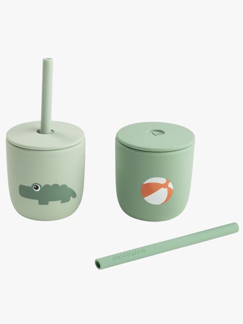 Done By Deer Playground Sugerørkopp Silikon 2-Pakk, Green