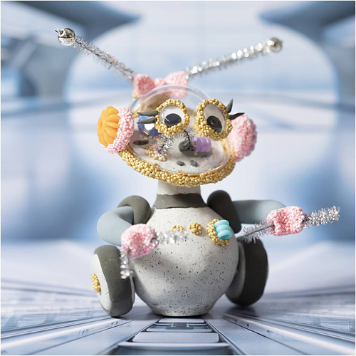 Creativ Company Hobbysett Mini Lufttørkende Leire Robot, Grå/Rosa