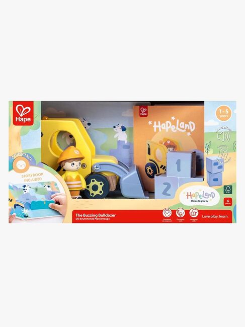 Hape Eventyrbok med Lekesett The Buzzing Bulldozer