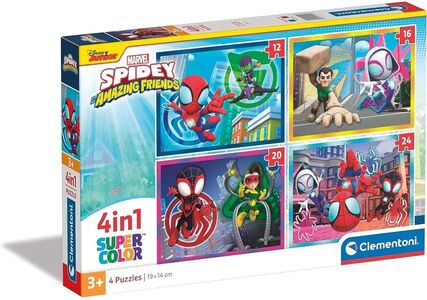 Clementoni Spidey and His Amazing Friends Super Color Puslespill 4-in-1