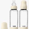 BIBS Medium Flow Glass Tåteflaske Silikon 2-Pakk 240 ml, Ivory