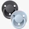 BIBS Smokk De Lux 2-pack Silicone, Iron/Baby Blue