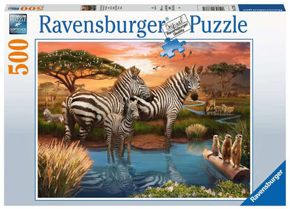 Ravensburger Puslespill Zebras In Sunset 500 Brikker