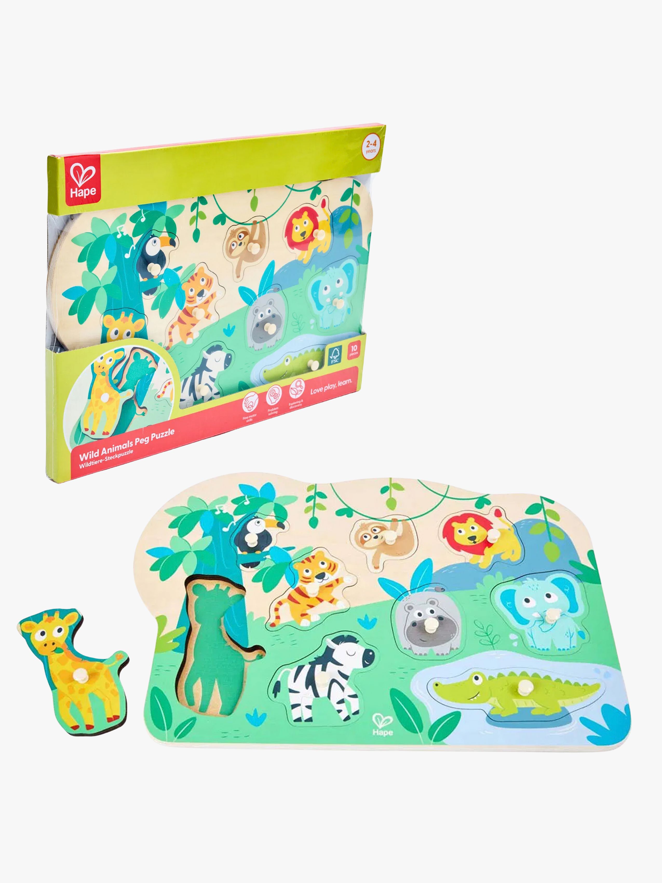 Hape Knottepuslespill Villdyr 10 Brikker - Knottepuslespill - Tre