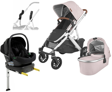 UPPAbaby VISTA V2 Duovogn inkl. Beemoo Route Babybilstol & Base, Alice Dusty Pink/Black Stone