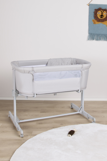 Beemoo CARE 2-i-1 Bedside Crib & Lekegrind, Light Grey