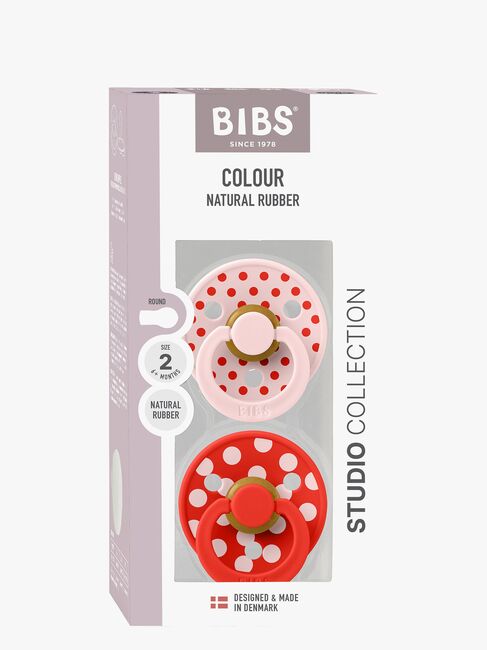 BIBS Studio Colour Polka Smokk 2-Pakk Latex Str 2, Blossom/Candy Apple