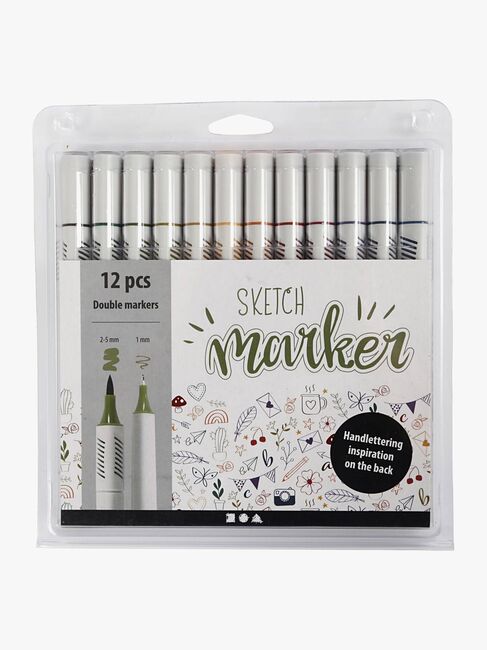 Creativ Company Sketch Marker Tusjer Milde Farger, 12-pack