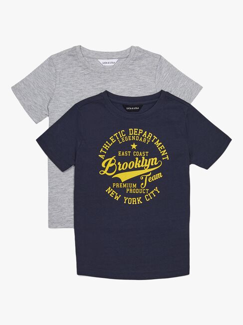 Luca & Lola Paulo T-Skjorte 2-pack, Navy/Grey Melange