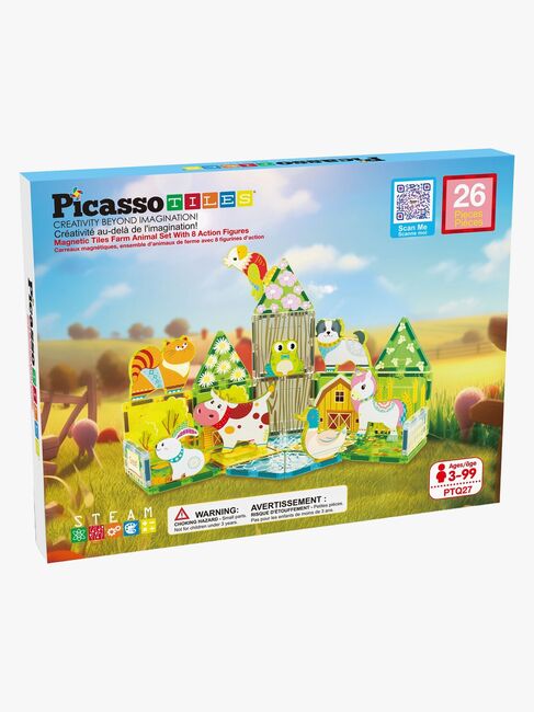 PicassoTiles Byggesett Bondegård med 8 Dyr 26 Deler