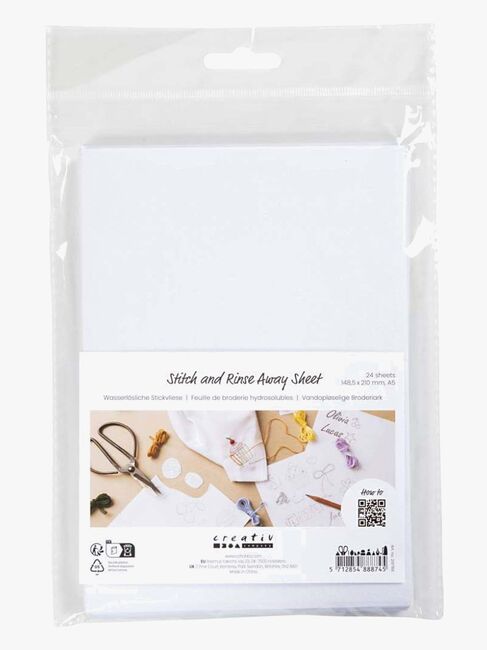 Creativ Company Vannløselig Broderiark A5 24 Stk