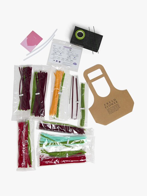 Fippla DIY-sett Blomsterbukett med Piperensere 21 Deler, Rød