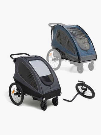 Beemoo Sporty Trail Sykkelvogn inkl. Regntrekk & Løpesett, Asphalt