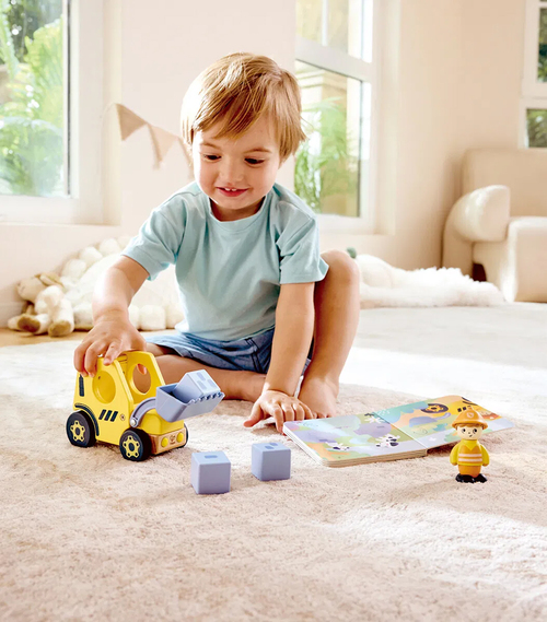 Hape Eventyrbok med Lekesett The Buzzing Bulldozer