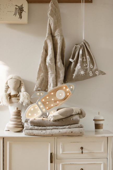 Little Lights Lampe Romrakett, Grey Wood