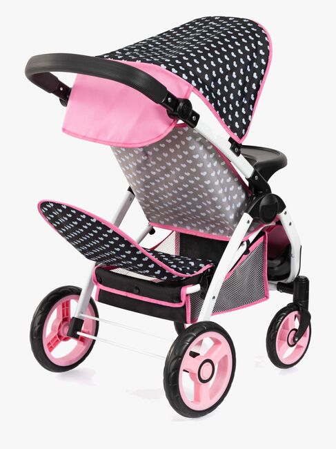 Bayer Design Twin Star Tvillingdukkevogn, Svart/Rosa