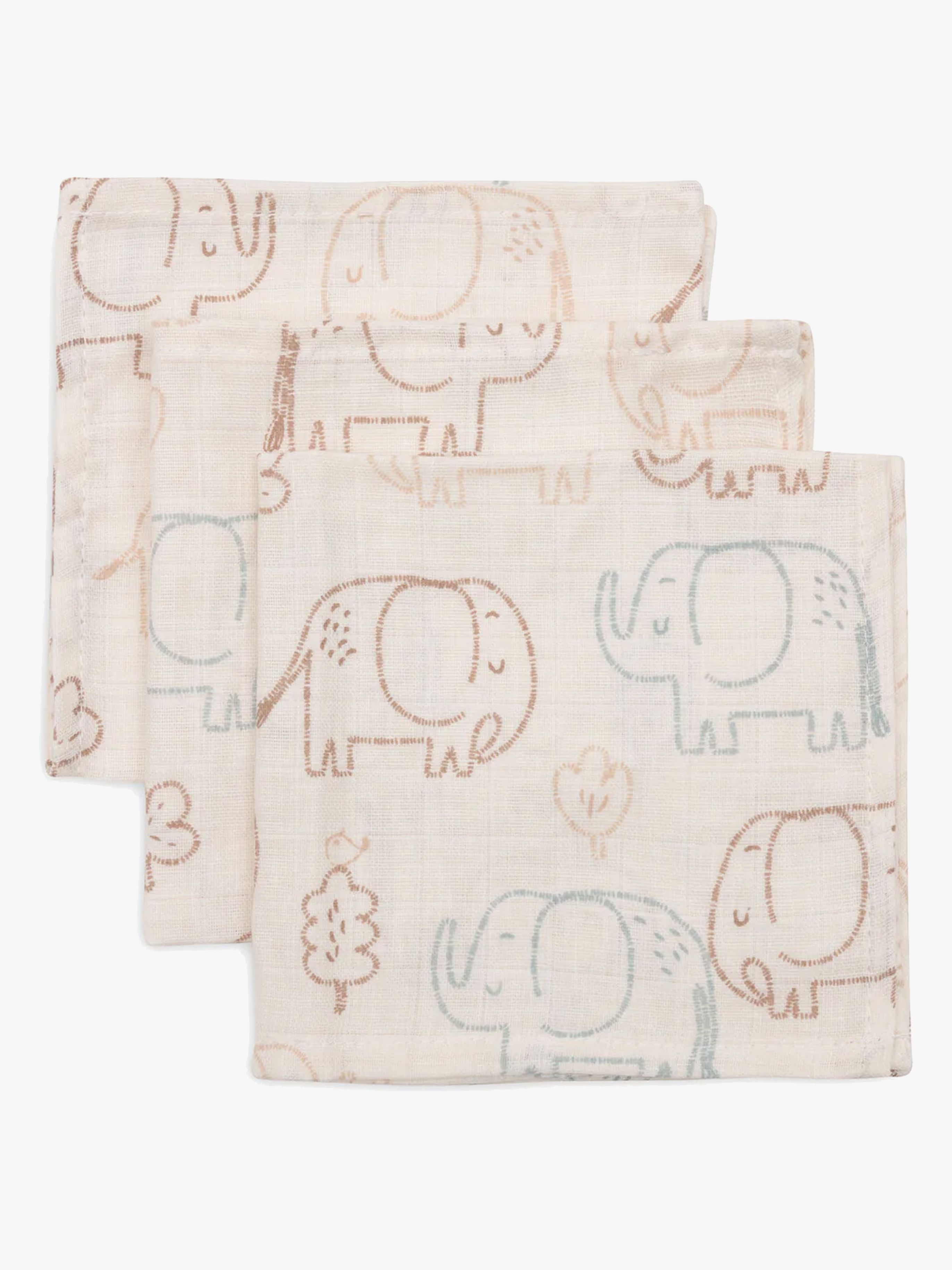 Jollein Vaskekluter 3-Pakk, Elephant Tales - Vaskekluter - Bomull