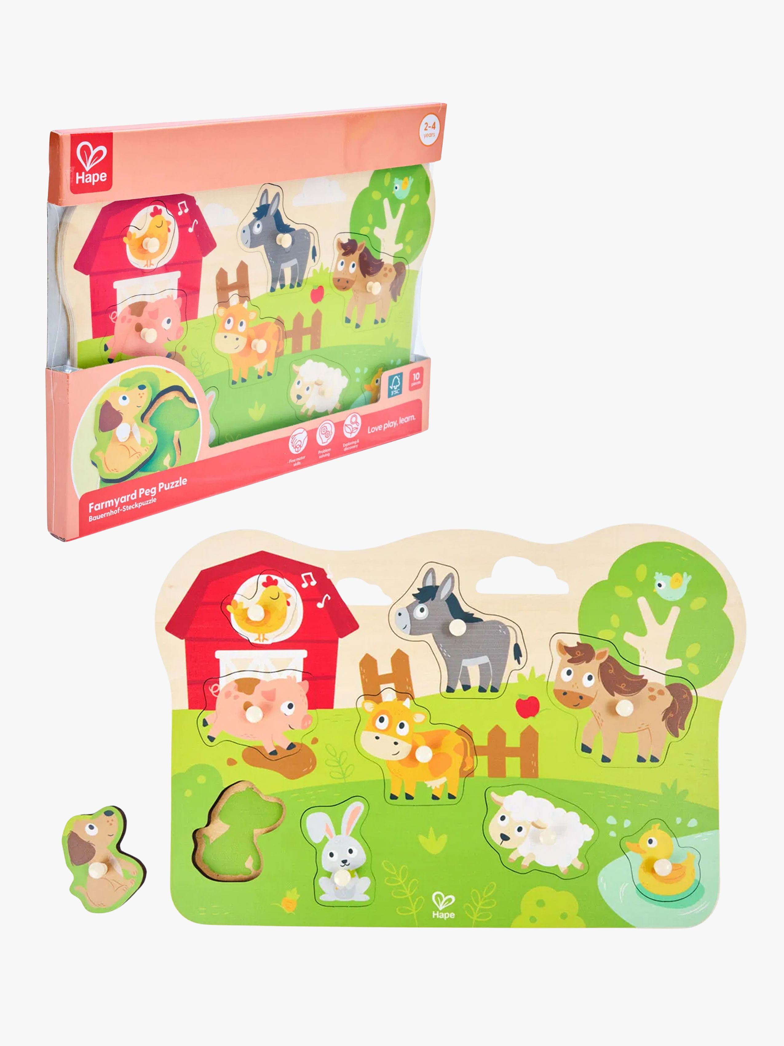 Hape Knottepuslespill Bondegårdsdyr 10 Brikker - Knottepuslespill - Tre