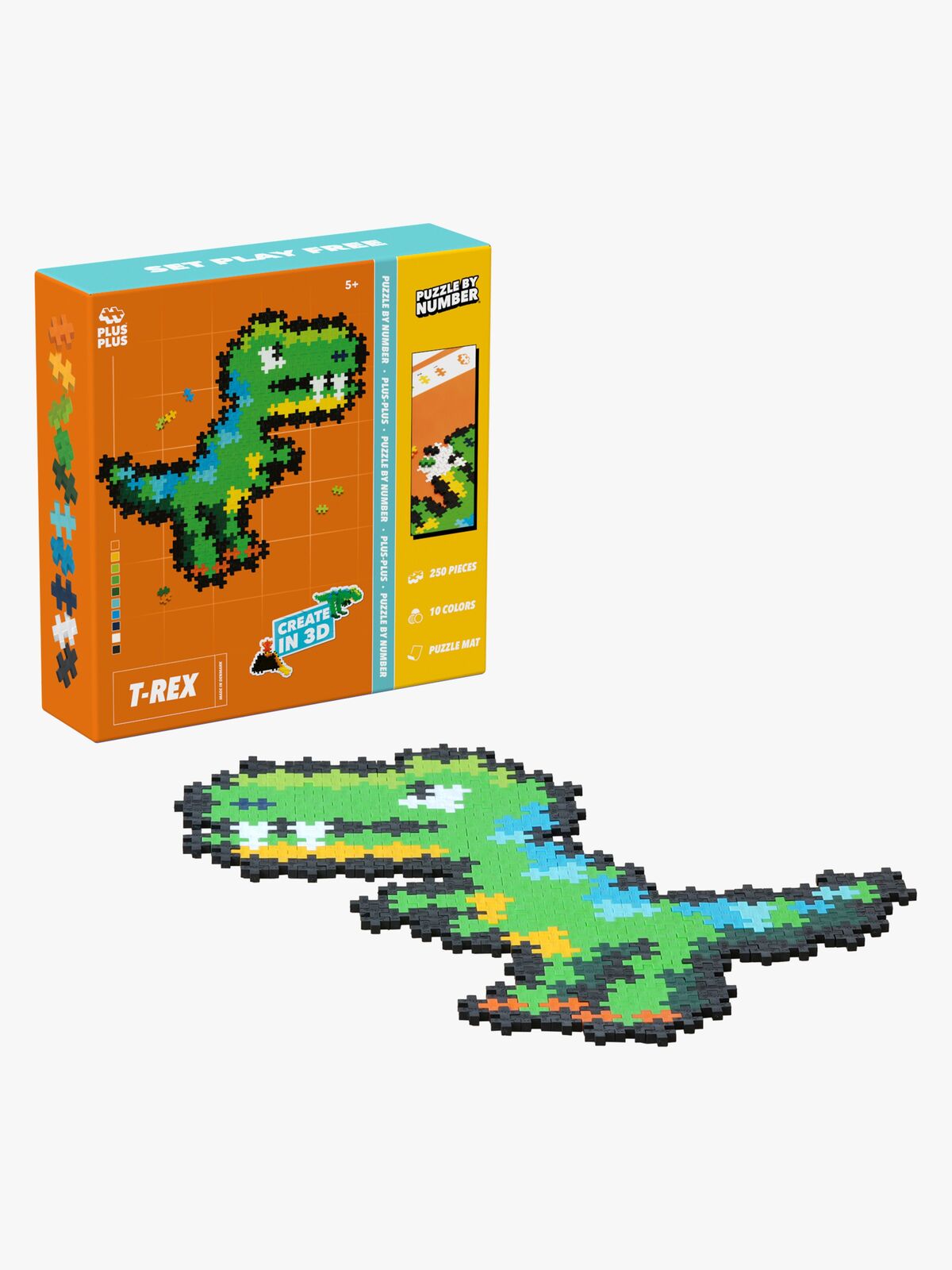 Plus-Plus Puzzle By Number Byggesett T-Rex 250 Deler
