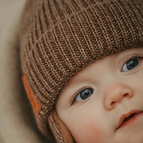 BabyMocs Lue med Øreklaffer, Karamell